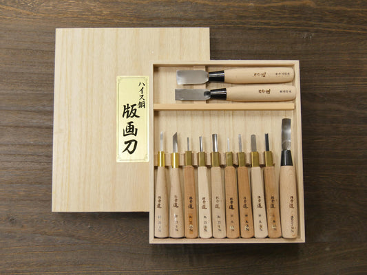 High-speed steel woodblock knives 12 pieces set