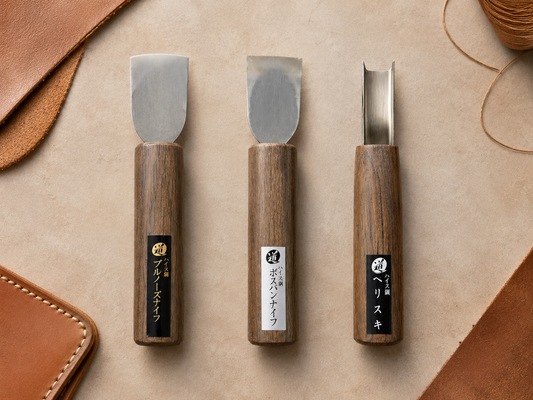 Michihamono HSS Leathercraft Knife Set - Bosshan, Bullnose and Edge Skiving