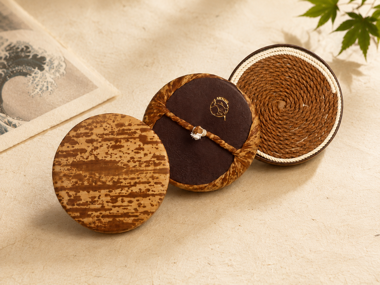 Michihamono Original Baren Set - bamboo sheath face, cover and coil core
